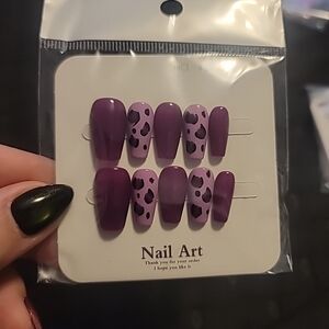 Handmade Purple Animal Print Press On Nails Size Small (004)